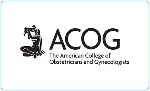 Logo of The American College of Obstetricians and Gynecologists (ACOG).