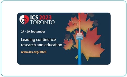 Conference banner for ICS 2023 in Toronto featuring a maple leaf and CN Tower.
